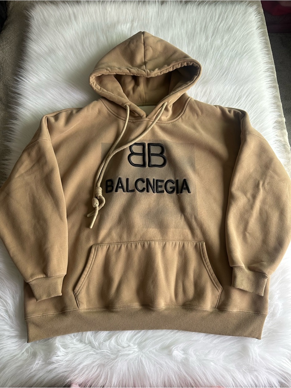 Men's Tan Hooded Pullover Sweatshirt
